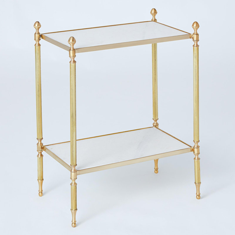 Table d'appoint Acorn, Plateau blanc / base laiton