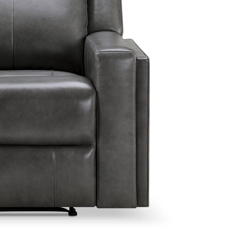 Ashlinn Recliner, Gray Genuine Leather