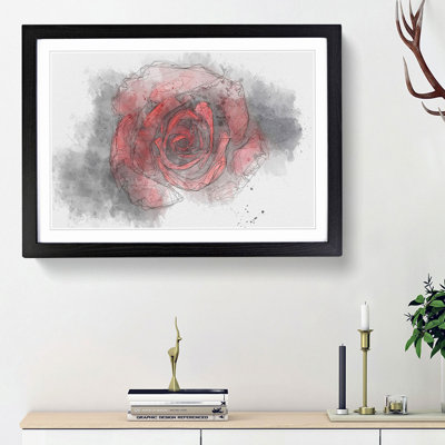 Red Rose in the Shadows in Abstract - Picture Frame Graphic Art Print