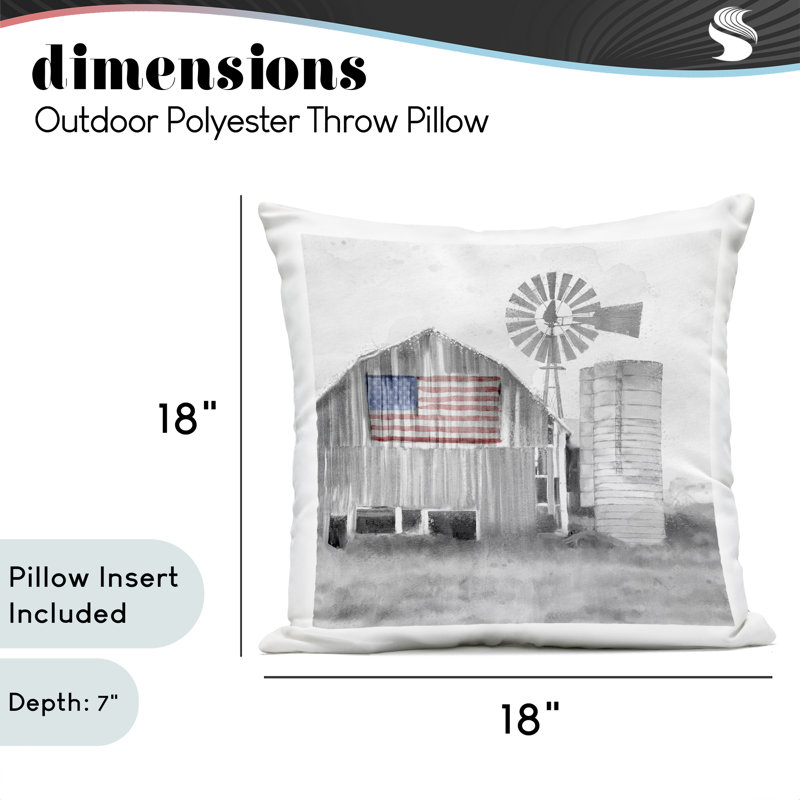 Grandfather's Barn with Flag Outdoor Printed Pillow, design by Kim Allen