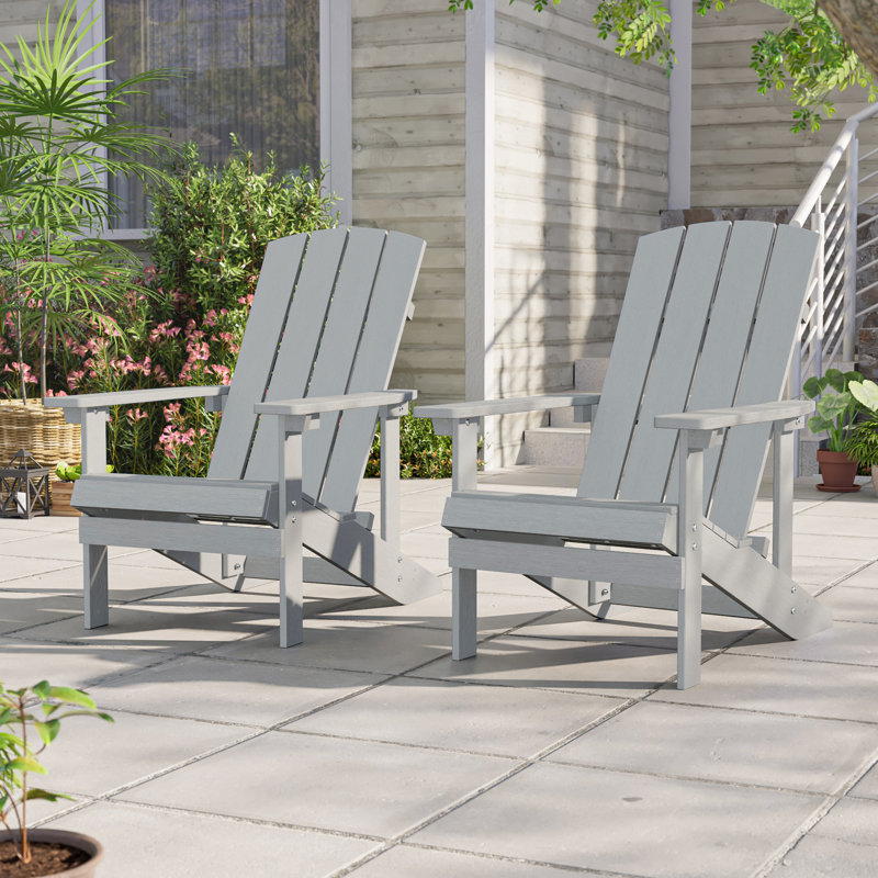 Kona HIPS Adirondack Chair Weather Resistant 350 Lbs for Outside Plastic Firepit Chair, Light Gray