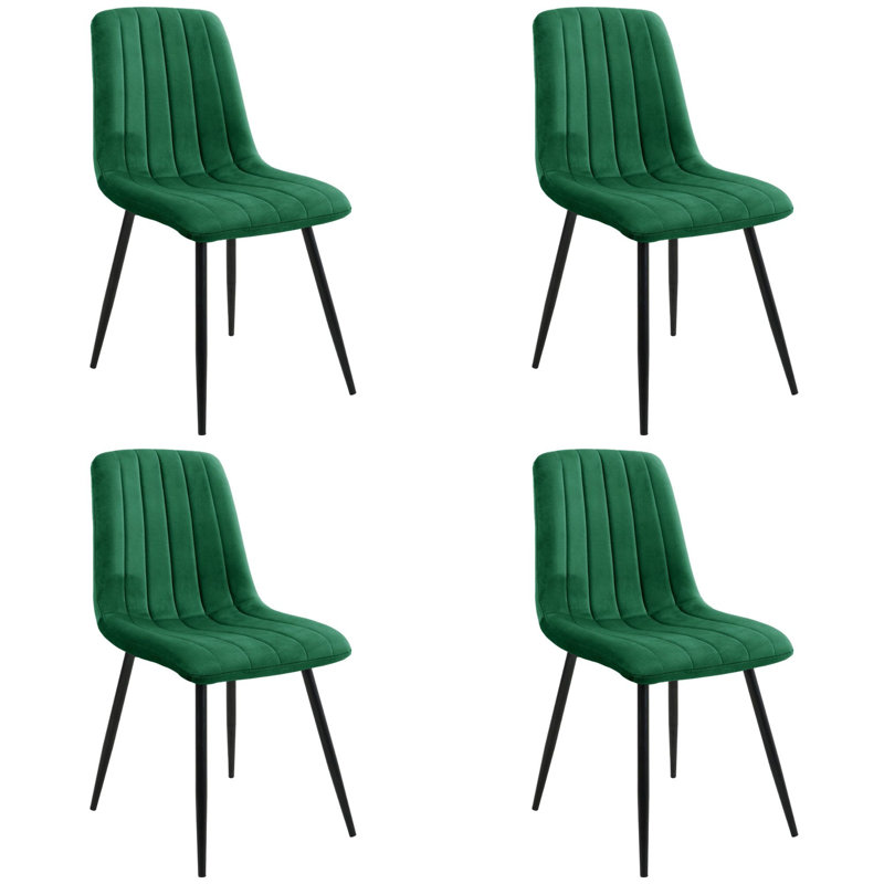 Montegut 47cm H Tufted Velvet Upholstered Upholstered Back Side Chair in Green