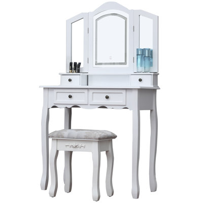 Ensemble coiffeuse avec tabouret et miroir Lazar