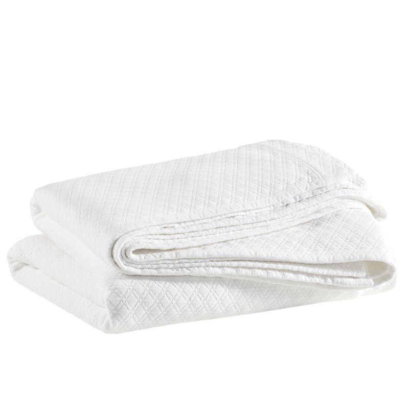 Diamond Matelasse Coverlet, White, King Coverlet