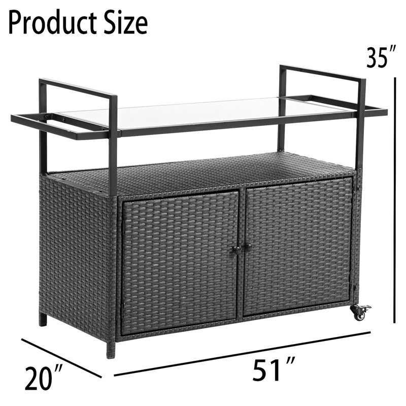 Jenafer Metal Bar Cart, Brown