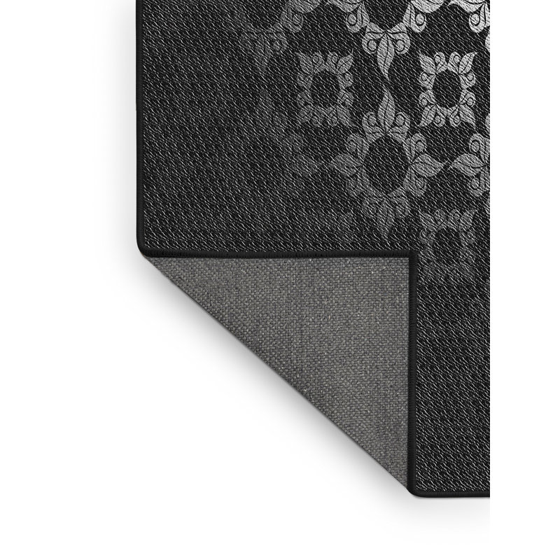 Tapis noir tissé à la machine, Rectangle 6 pi x 9 pi