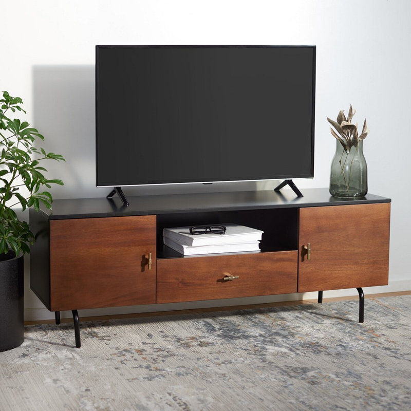 Brooksie Unfinished TV Stand for TVs up to 42", Black/Walnut