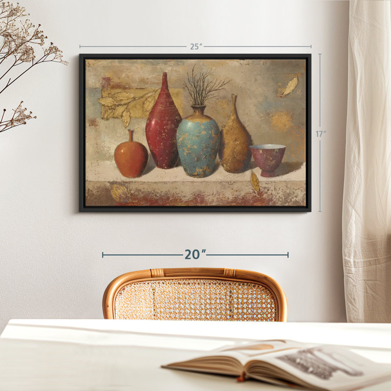 "Feuilles et vaisseaux avec brindilles", art mural, H 25 po x l 17 po