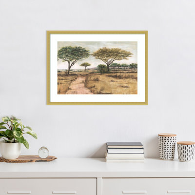 «Savanna Plain I» par Michael Willett, impression sur bois encadrée