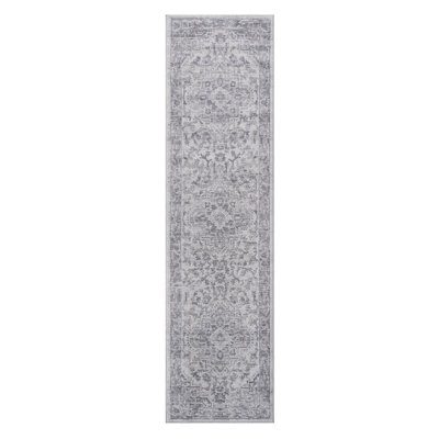 Silver/Oriental Non-Shedding Living Room Bedroom Dining Home Office Stylish And Stain Resistant Area Rug