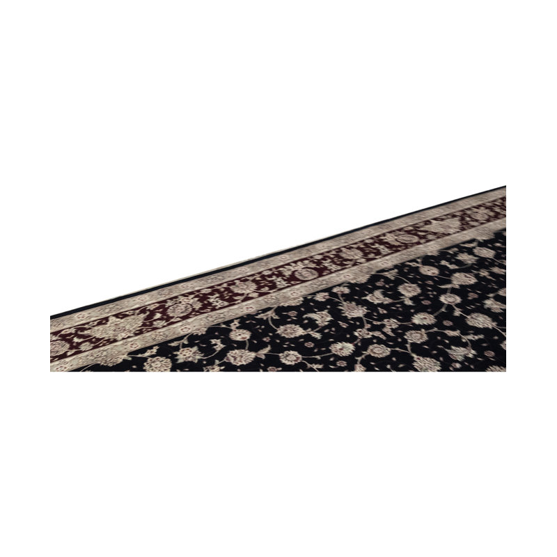 Hand-Knotted High-Quality Navy and Wine Area Rug