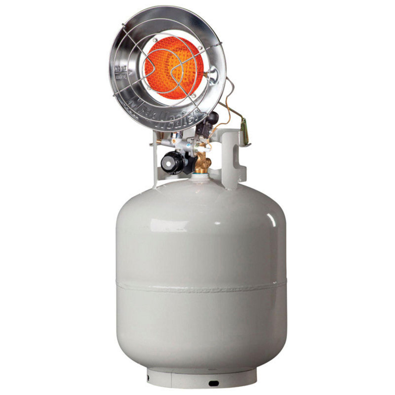 Compact White Steel Propane Tank Top Heater with Emergency Shut Off