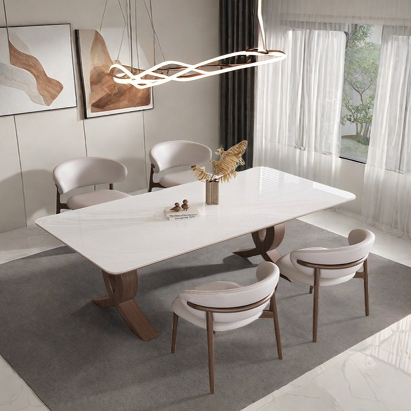 Ensemble de table de salle à manger Minimalist, H 29,53 po x L 86,61 po x l 35,43 po, Blanc