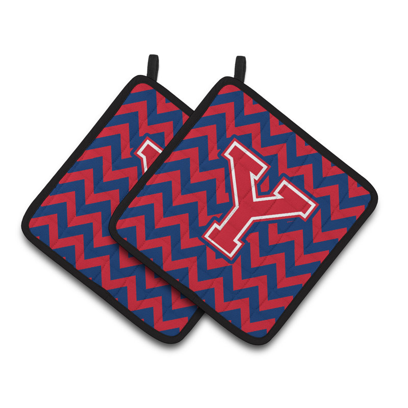 Poignée à chevrons, Y, Bleu de Yale / cramoisi