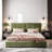 Luxury Plush Velvet King Headboard Bed, Olive Green