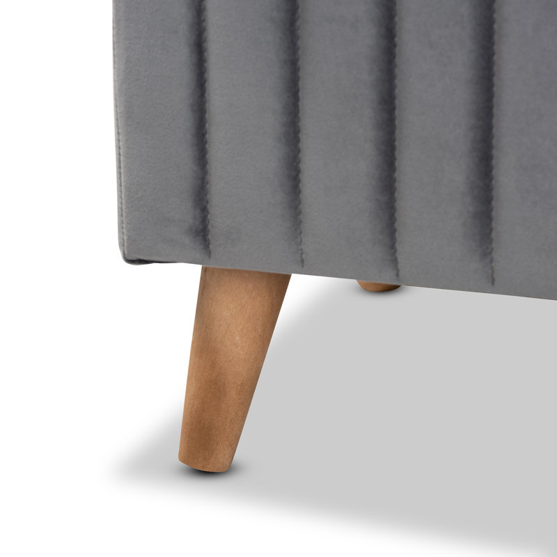 Velvet Ottoman, Gray Velvet