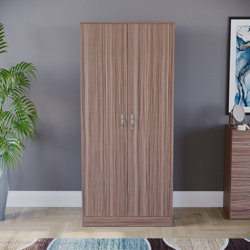 Maybery 2 Door Manufactured Wood Wardrobe, Walnut