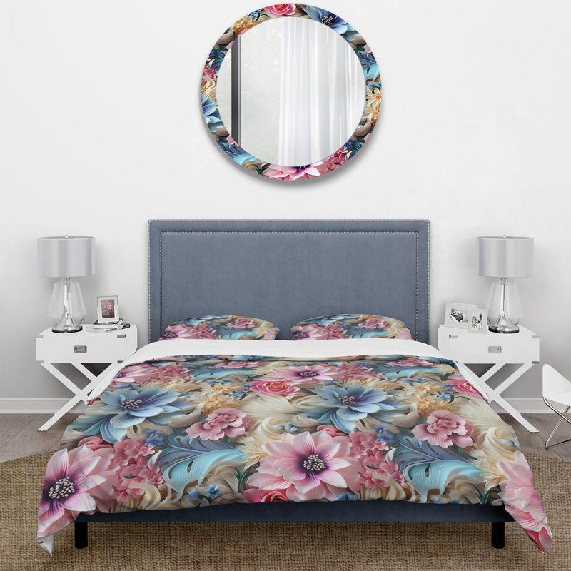 Ensemble de housse de couette Vintage Pastel Harmonous Paisley Dreams III, Housse de couette simple + 1 taie décorative stan