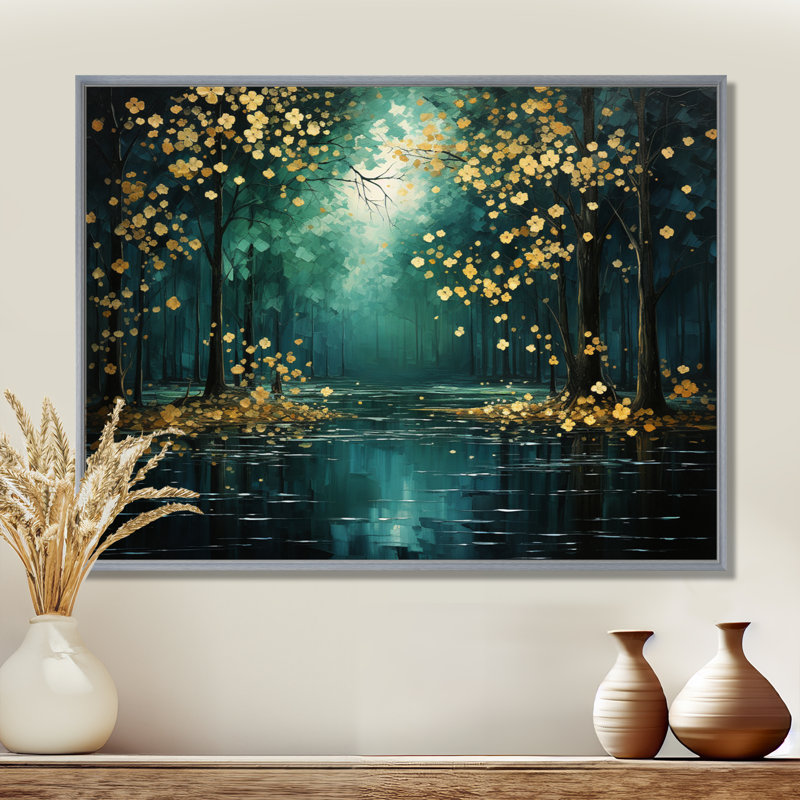 Décoration murale Bold Forest Emerald III - Forêt, H 30 po x l 40 po x P 1,5 po, Silver Floater Framed