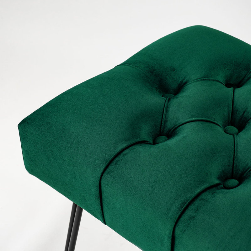Peebles 100% Polyester Upholstered Bench, Bottle Green