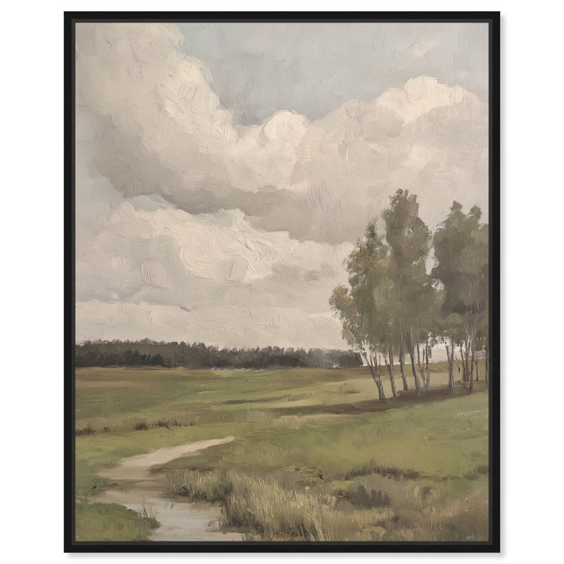 «Beyond the Field», impressionisme par Art Remedy, H 21 po x l 17 po, Cadre flottant noir