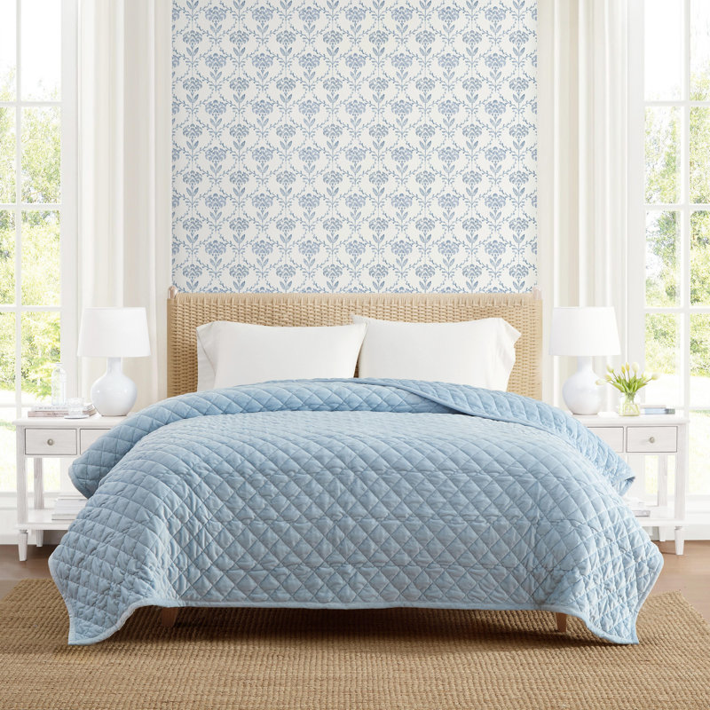 Couverture réversible Martha Stewart Simone, Très grand lit, Bleu