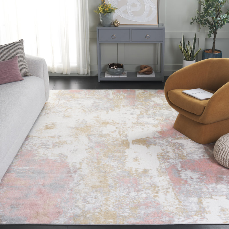 Bayside Mirage Machine Washable Non-Slip Area Rug in Pink & White, Rectangle 235 x 305cm