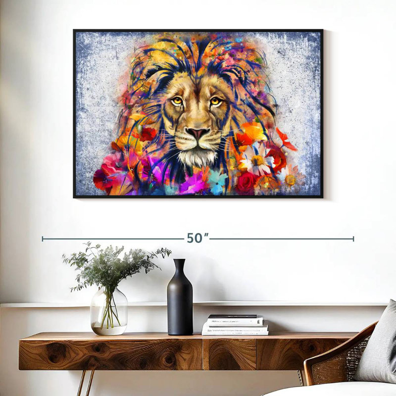 Tête de lion Brampt floral, H 27 po x l 40 po