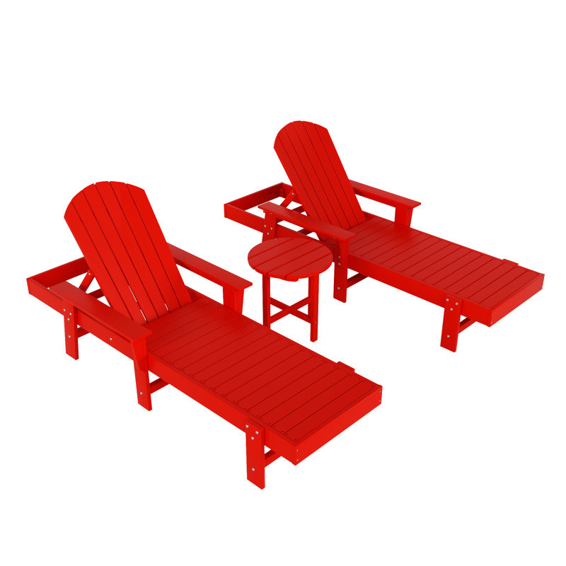 Altura Outdoor Chaise Lounge with Table, Red