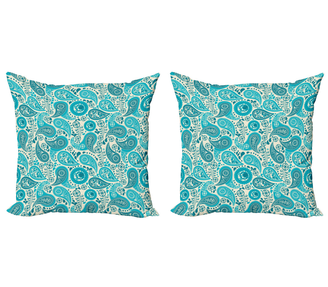 Dekokissen Kissenbezug, Paisley Blue Flowers, Paisley, Aqua Teal