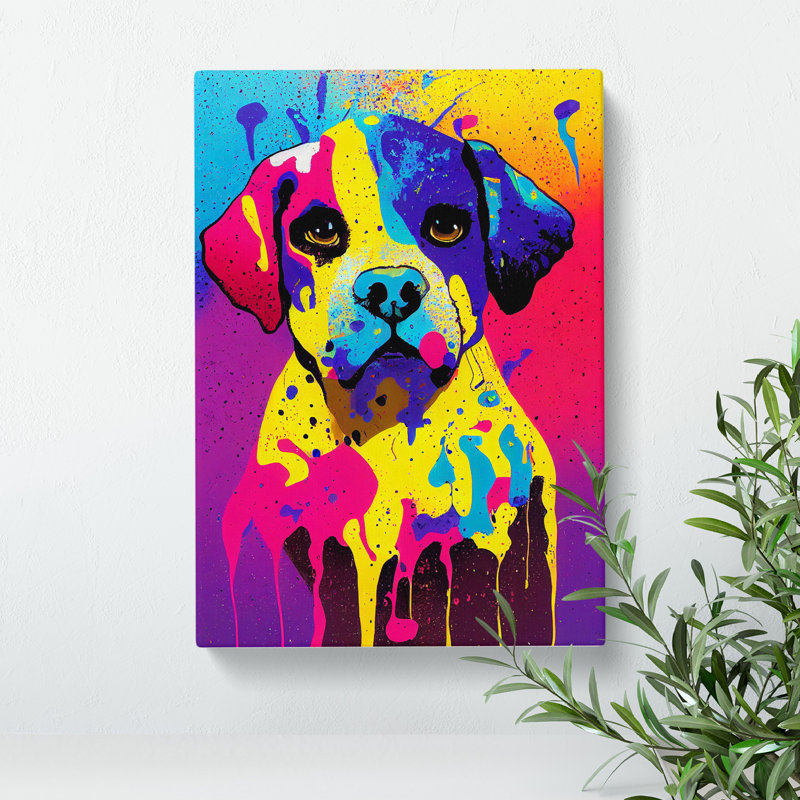 Painted Dog No.1 - Wrapped Canvas, 60cm H x 40cm W x 3cm D