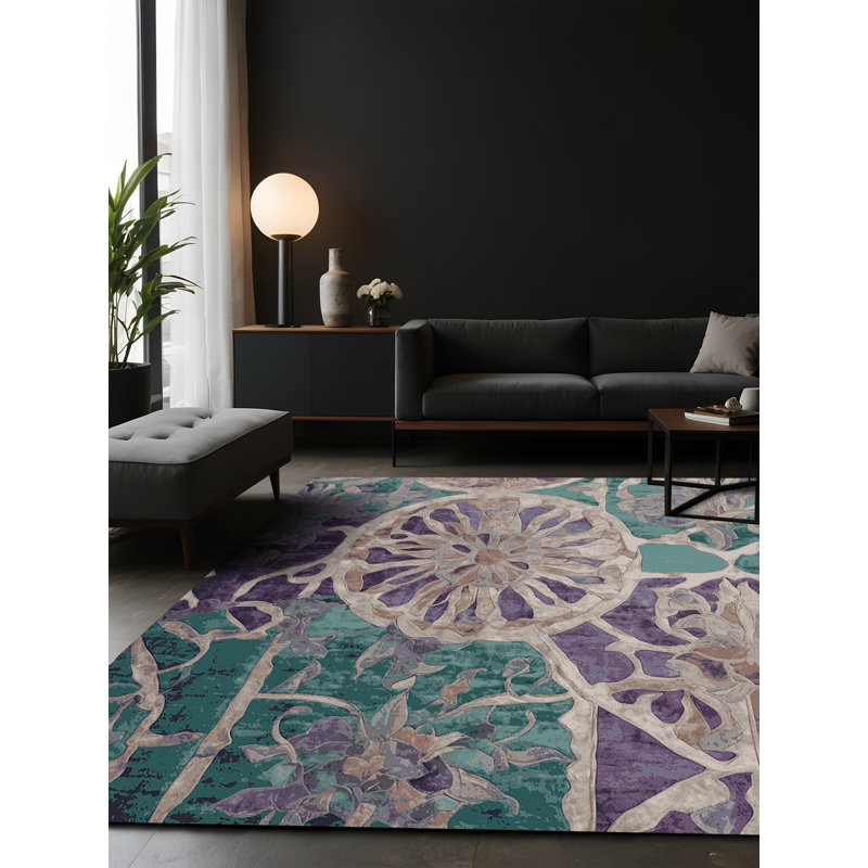 Tapis gris soyeux et moelleux, Carré 5 pi