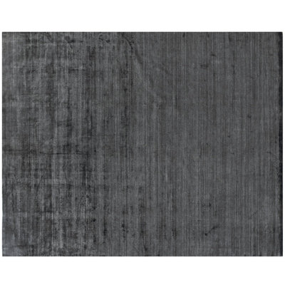 Tapis noir / gris en laine noué à la main de conception unique 9 pi x 12 pi Lorybuft