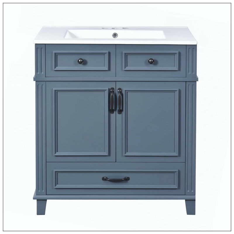 Rangement en bois massif pour portes de salle de bain Retro, Blue