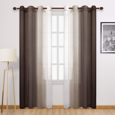 2 panneaux de rideaux transparents ombrés - rideaux en faux voile de chambre et de salon