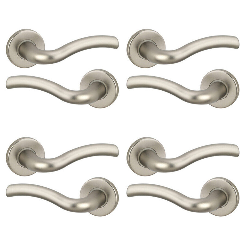 Door Handle, Satin Nickel Rose
