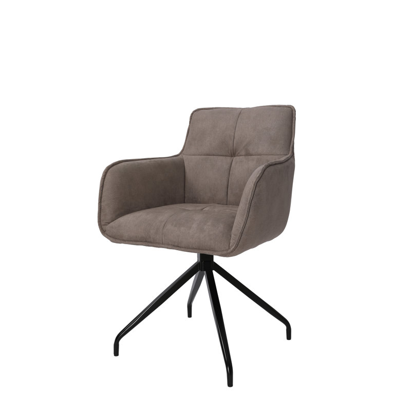 Fauteuil pivotant rembourré et capitonné, Marron foncé