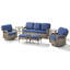 Ensemble de conversation d'extérieur en osier 7 pièces avec canapé, fauteuils pivotants, repose-pieds et tables d'appoint 7 pièces