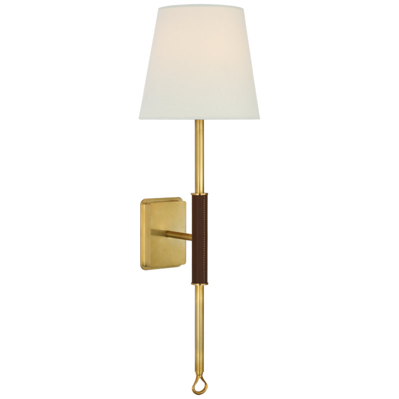 Griffin 1 - Light Wallchiere, Hand-Rubbed Antique Brass/Saddle Leather