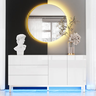 High Gloss Electroplated Sideboard Buffet Storage Cabinet