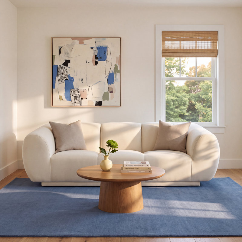  Emmet Cream Velvet Sofa, White Velvet