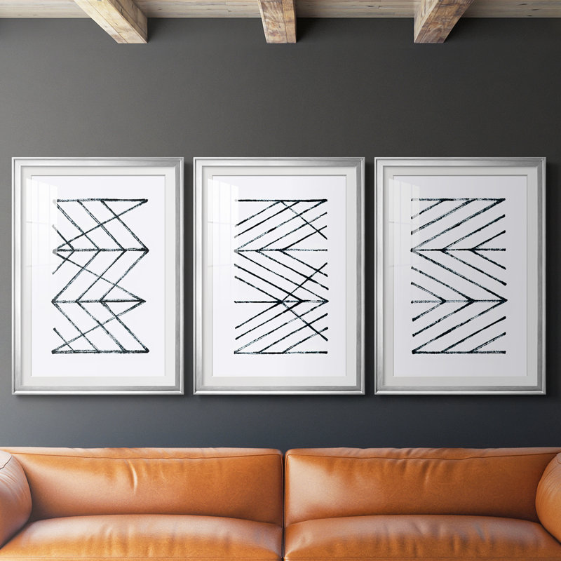 3 pièces, Argent argent, H 15 po x l 19 po