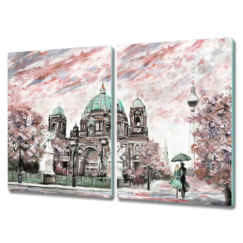 Newbill Church People Trees Autumn Chopping Board, 30cm L x 52cm W