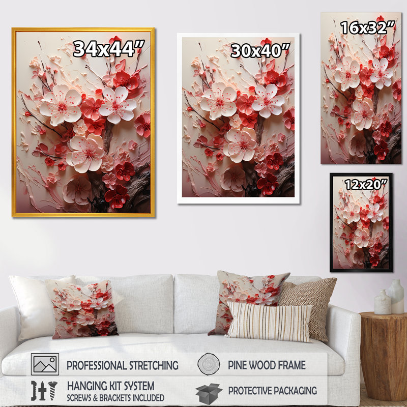 «Pink Orchard Tree Ballet Of Cherry Blossoms V», art mural cerisier, Cadre flottant brun, H 20 po x l 12 po x P 1 po