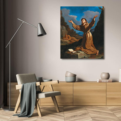 "Saint Francis Receiving the Stigmata" by  Guercino - Gallery Wrap Canvas Wall Art