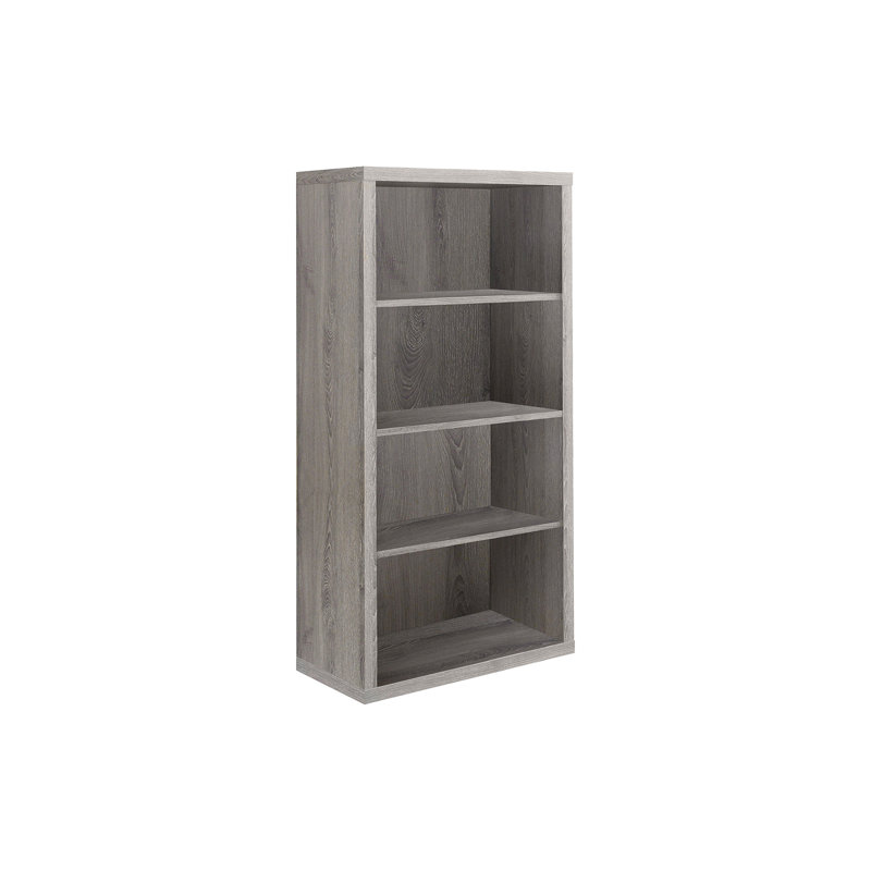 Bibliothèque, bibliothèque, étagère, 5 niveaux, H 48 po, bureau, chambre à coucher, stratifié gris, contemporain, moderne