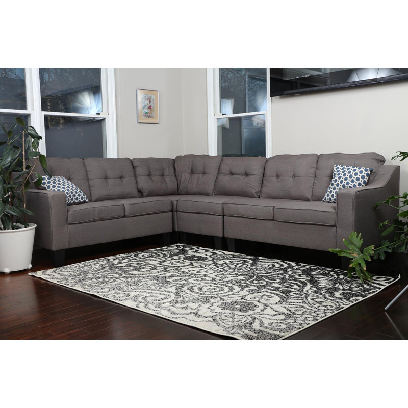 Althoff Upholstered L-Shaped Sectional Left Hand Facing, Brown Gray 100% Linen