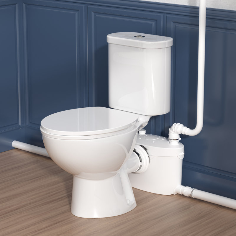 Toilette Macerating avec pompe Macerator de 600 W, toilette Upflush pour sous-sol avec 4 entrées d'eau