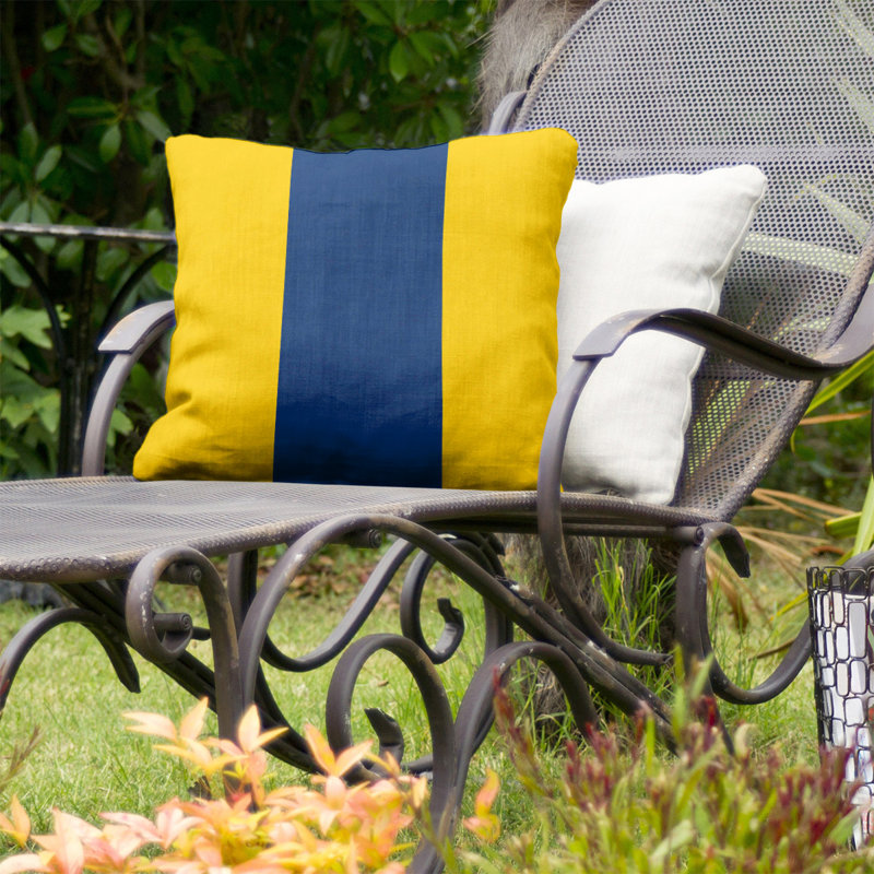 Coussin décoratif d'intérieur/d'extérieur, 16 po x 1 po, Or / Bleu