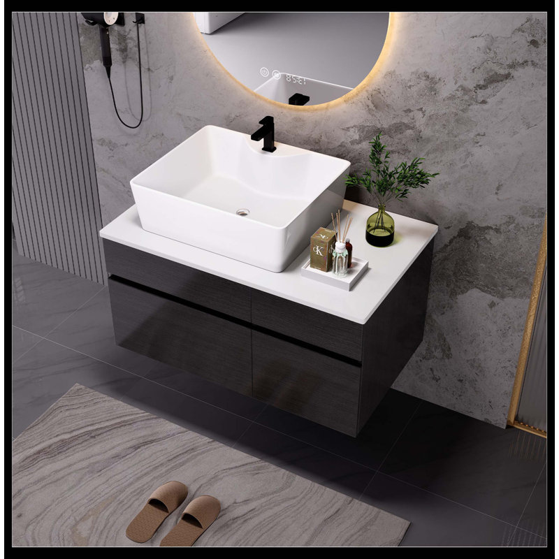 31.5" Compact Floating Single Bathroom Vanity With Sink